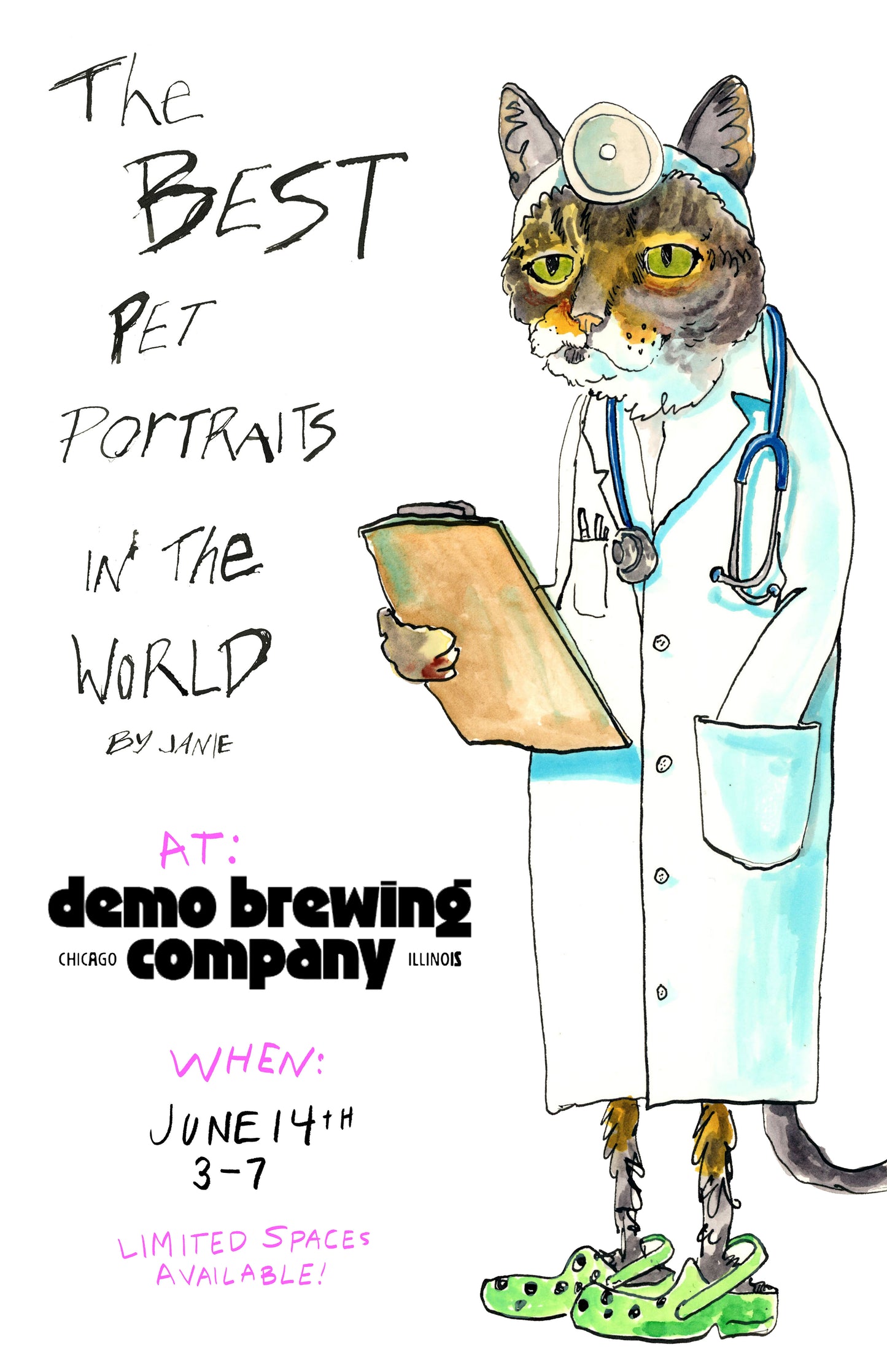 Live Drawing Pet Portrait Pre-Order, Demo Brewery ✨